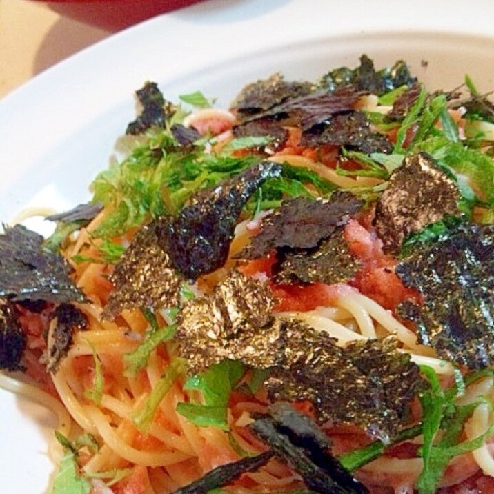 明太子としらすのスパゲティ・しそと海苔の香り☆